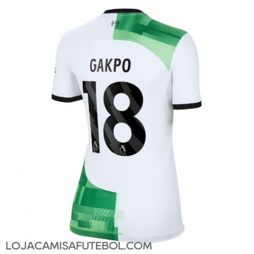 Camisa de Futebol Liverpool Cody Gakpo #18 Equipamento Secundário Mulheres 2023-24 Manga Curta